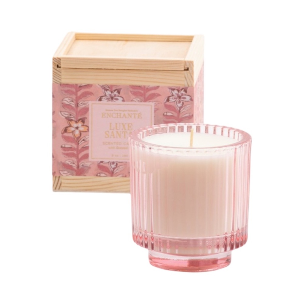 Enchante 9oz Fluted Jar Scented Candle With Wooden Box